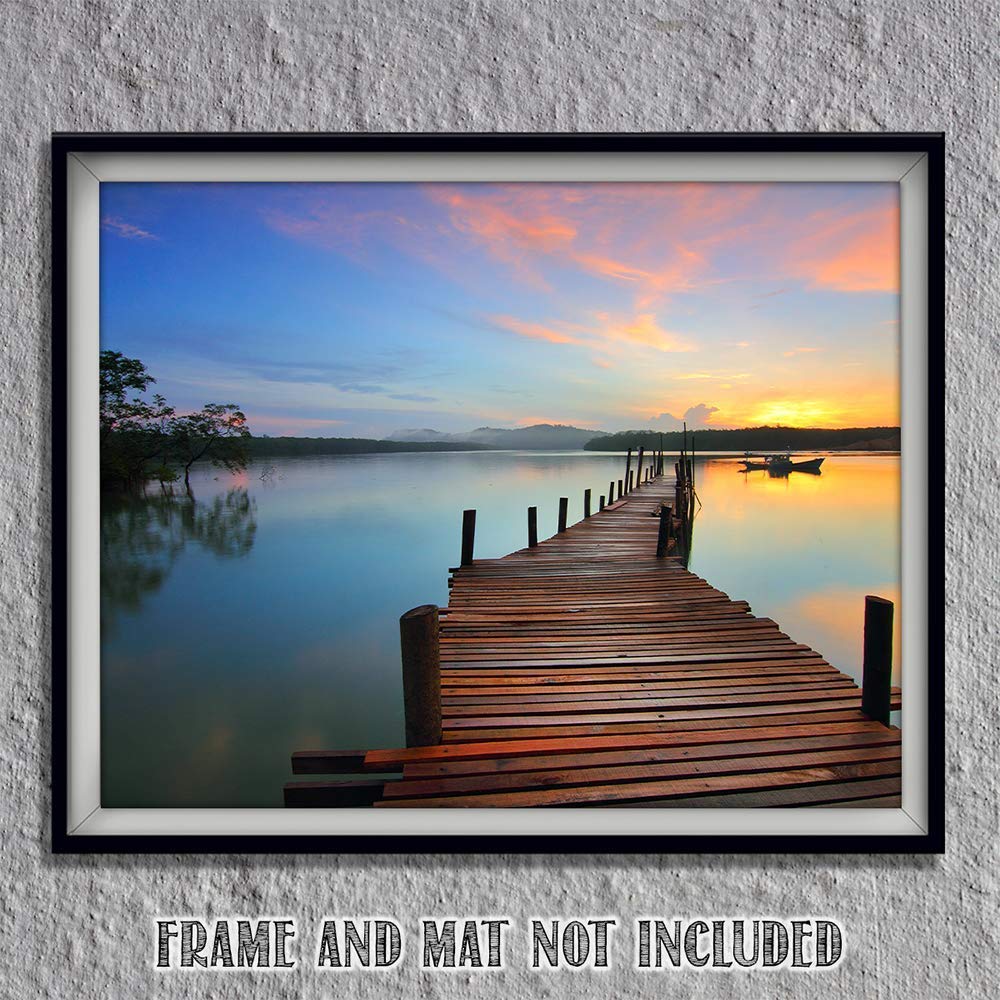 Sunset Dock Escape- 8 x 10" Photo Art Print Ready to Frame.- Picturesque Wall Art-. Home D?cor, Office D?cor &amp; Unique Wall Print. Great Addition for Lake House Decor &amp; Parties.