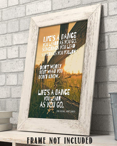 Life's a Dance Song Art Print-by John Michael Montgomery. 8 x 10 Music Wall Print-Ready To Frame. Modern Typographic Print. Home-Studio-Bar-Man Cave Decor. Perfect Gift For Country Music Lovers.