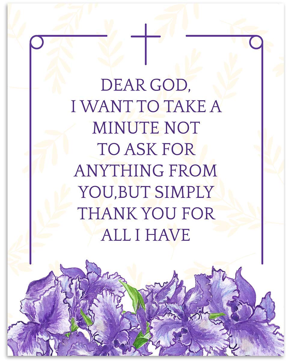 Dear God-Not Asking, But Thanking You For All. 8 x 10"- Spiritual Wall Decor. Modern Floral Typographic Print- Ready to Frame. Home-Office-Church D?cor. Perfect Christian Gift of Gratitude.