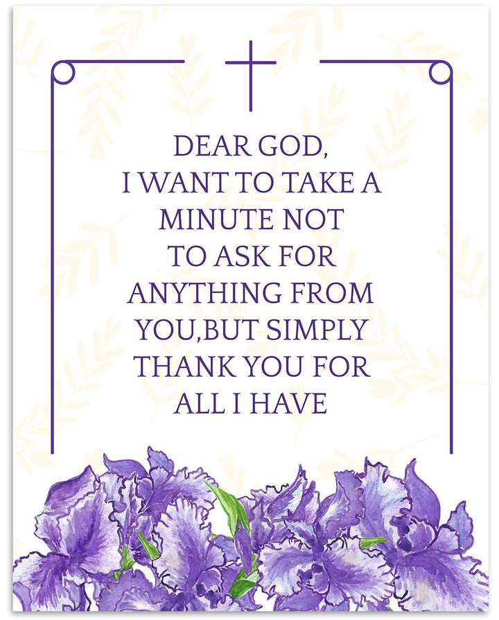 Dear God-Not Asking, But Thanking You For All. 8 x 10"- Spiritual Wall Decor. Modern Floral Typographic Print- Ready to Frame. Home-Office-Church D?cor. Perfect Christian Gift of Gratitude.