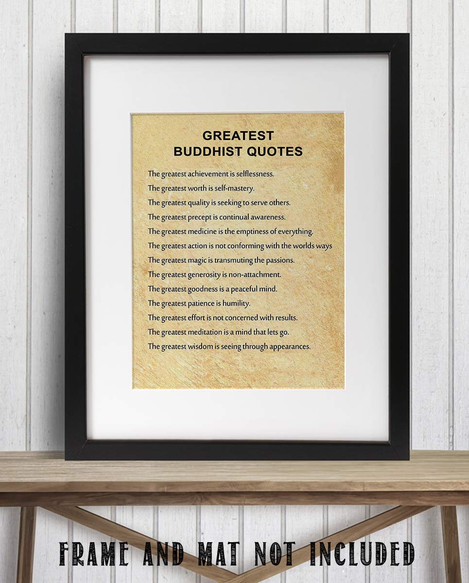 Greatest Buddhist Quotes Inspirational Art Decor -"The Greatest Attributes"- 8 x 10" Wall Art Print-Ready to Frame. Spiritual Home-Office-Studio D?cor. Perfect Gift for Buddhism, Zen &amp; Inspiration.