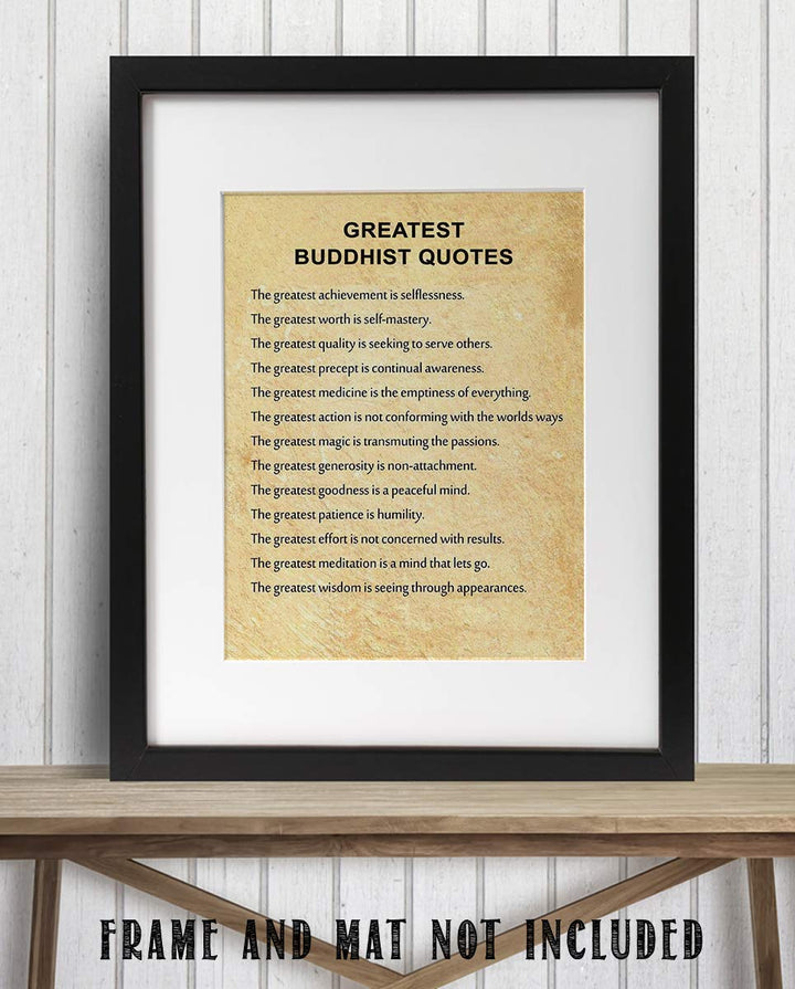 Greatest Buddhist Quotes Inspirational Art Decor -"The Greatest Attributes"- 8 x 10" Wall Art Print-Ready to Frame. Spiritual Home-Office-Studio D?cor. Perfect Gift for Buddhism, Zen &amp; Inspiration.