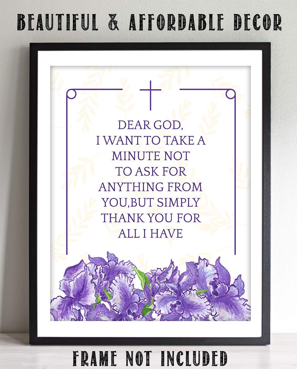 Dear God-Not Asking, But Thanking You For All. 8 x 10"- Spiritual Wall Decor. Modern Floral Typographic Print- Ready to Frame. Home-Office-Church D?cor. Perfect Christian Gift of Gratitude.