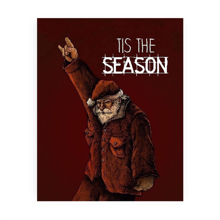 Tis The Season Christmas Santa Wall Decor -8 x 10" Fun Holiday Rock Music Lovers Wall Print -Ready to Frame. Perfect Home-Welcome-Farmhouse-Bar-Cave Decor. Festive Decoration and Great Gift!