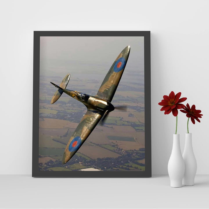 Supermarine Spitfire MK I -Royal Air Force -British Fighter Jet Poster Print -8 x 10" Military Aircraft Wall Decor -Ready to Frame. Home-Office-Military Decor. Perfect Sign for Game Room-Garage-Cave!