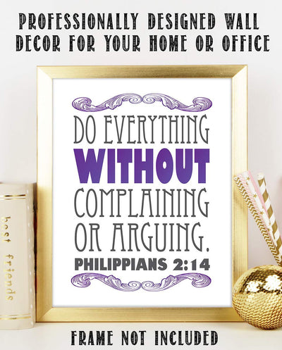 Do Everything Without Complaining- Phil 2:14. Bible Verse Wall Art- 8x10"- Modern Scripture Wall Print- Ready to Frame. Home D?cor-Office D?cor- Great Christian Gift- Great Reminder Verse to be Joyful