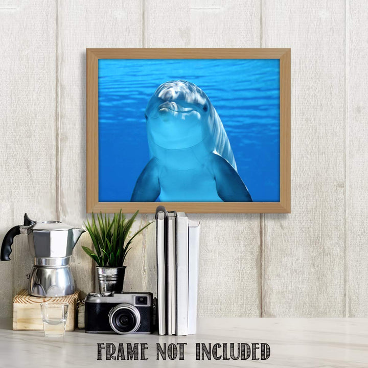 Young Dolphin Saying Hi!- 8 x 10" Print Wall Art- Ready to Frame- Home D?cor, Nursery D?cor &amp; Wall Prints for Animal &amp; Sea Themes &amp; Children&