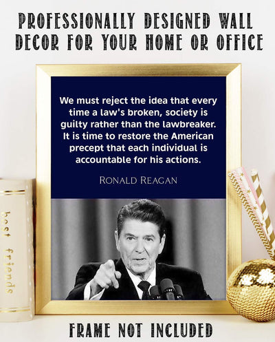 "Individuals Are Accountable"- Ronald Reagan Quotes Wall Art- 8 x 10"