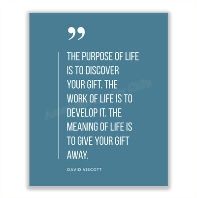 David Viscott-"Purpose of Life Is to Discover Your Gift" -Positive Quotes Wall Sign -8 x 10" Motivational Art Print-Ready to Frame. Perfect Inspirational Decor for Home-Office-School-Business!