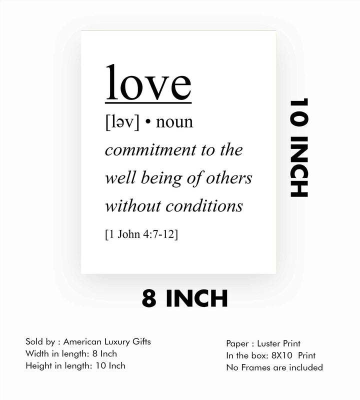 Love-Commitment to the Well Being of Others-1 John 4:7-12 -Bible Verse Wall Art Sign-8 x 10" Scripture Poster Print-Ready to Frame. Religious Home-Office-Church Decor. Perfect Christian Gift!