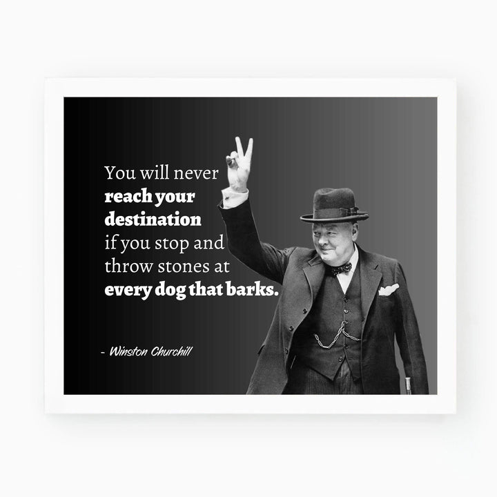 Winston Churchill Quotes- Wall Art-"You Will Never Reach Your Destination"- 10 x 8" Wall Print- Ready to Frame. Retro Home-Office-Library D?cor. Perfect Gift for Motivation &amp; Inspiration.