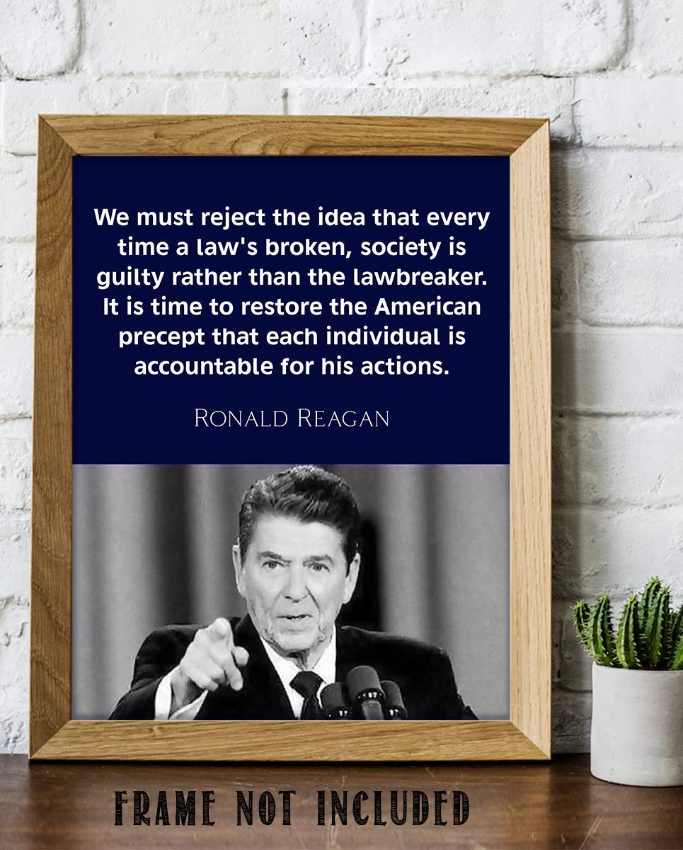 "Individuals Are Accountable"- Ronald Reagan Quotes Wall Art- 8 x 10"