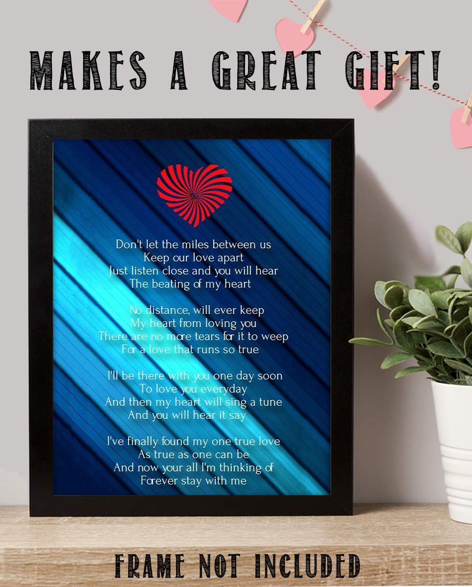Miles Between Us- Love Letter-Wall Art Print-8 x 10" Wall Decor-Ready to Frame. Modern Typographic Print. Home-Bedroom-Romantic Decor. Let Your True Love Know the Distance Will Not Stop You.