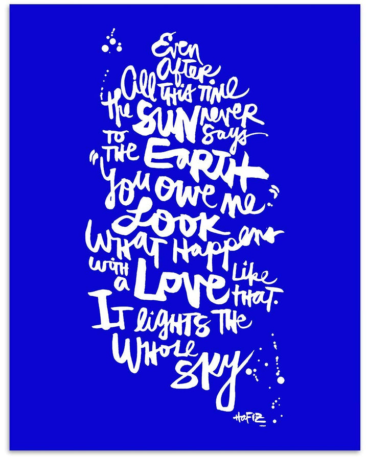 Love Like This-Lights Up the Sky by Hafiz. 8 x 10"Poetic Wall Art Sign. Modern Art Typographic Print-Ready to Frame. Home-Office-School-Dorm Decor. Great Poetic Art Gift!