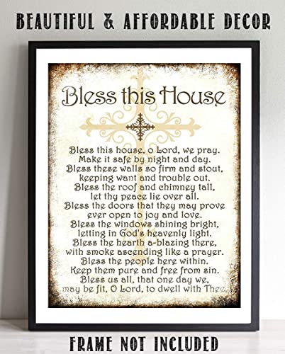 "Bless This House, O Lord, We Pray- Distressed Parchment Print- 8 x 10"