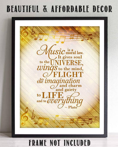 Music Gives Flight To Life & Everything- Plato Quotes Wall Art- 8 x 10" Wall Print-Ready to Frame. Modern Home-Studio-Office-School Music D?cor. Perfect Gift for Music Inspiration & Philosophy.