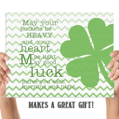 Good Luck Clover & Irish Toast- 8 x 10" Print Wall Art- Ready to Frame. Home D?cor, Kitchen D?cor & Wall Print. Perfect For Bar, Recreation Room & Man Cave. Always Have an Irish Blessing Ready!