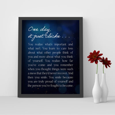 ?One Day it Just Clicks? Motivational Wall Art Sign -8 x 10" Modern Typographic Poster Print-Ready to Frame. Perfect Home-Office-School-Dorm Decor. Great Inspirational Gift!