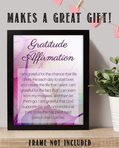 Gratitude Affirmation- Self Talk- 8 x 10" Inspirational Poster Print. Motivational Wall Art-Ready to Frame. Ideal for Home-Office-Studio D?cor. Fill Yourself with Gratitude for Best Day! Great Gift!