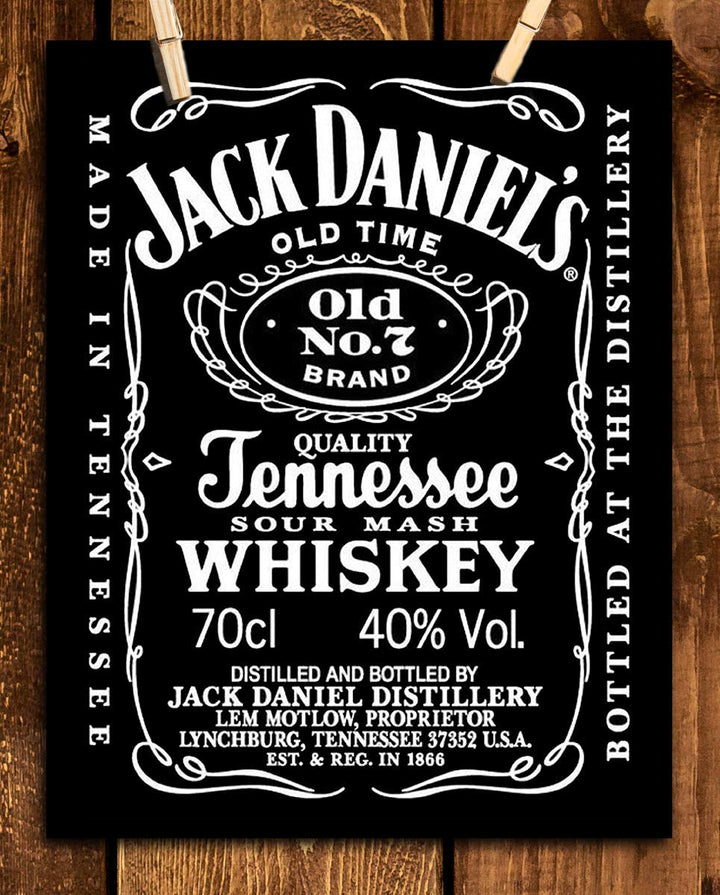 Jack Daniels Whiskey Label- Wall Art Sign- 8 x 10"