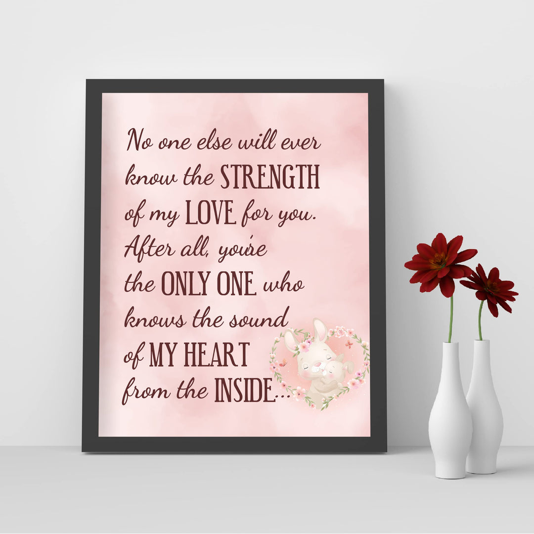 "The Strength of My Love" Inspirational Family Wall Art -11 x 14" Mother &amp; Child Bunny Poster Print -Ready to Frame. Home-Children&