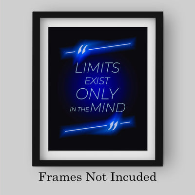 Limits Exist Only in the Mind Motivational Quotes Wall Art -8 x 10" Rustic Neon Lights Poster Print -Ready to Frame. Perfect Decoration for Home-Office-Classroom-Gym Decor. Encourage Success!