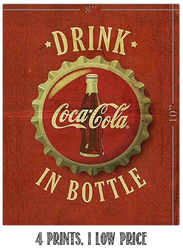 Coca Cola- Classic Vintage Wall Prints Set (4)-8x10"