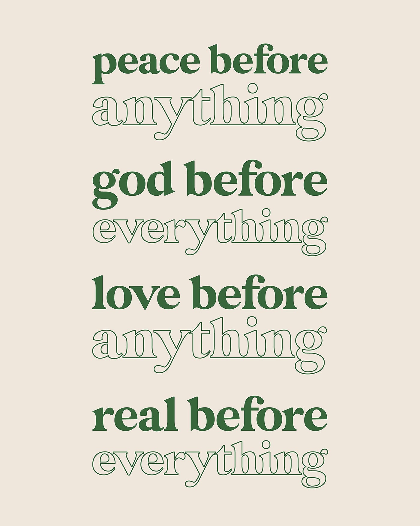 Peace Before Anything-God Before Everything Inspirational Quotes Wall Art-8x10" Retro Christian Print-Ready to Frame. Typographic Design. Positive Decor for Home-Office-Church. Great Gift of Faith!