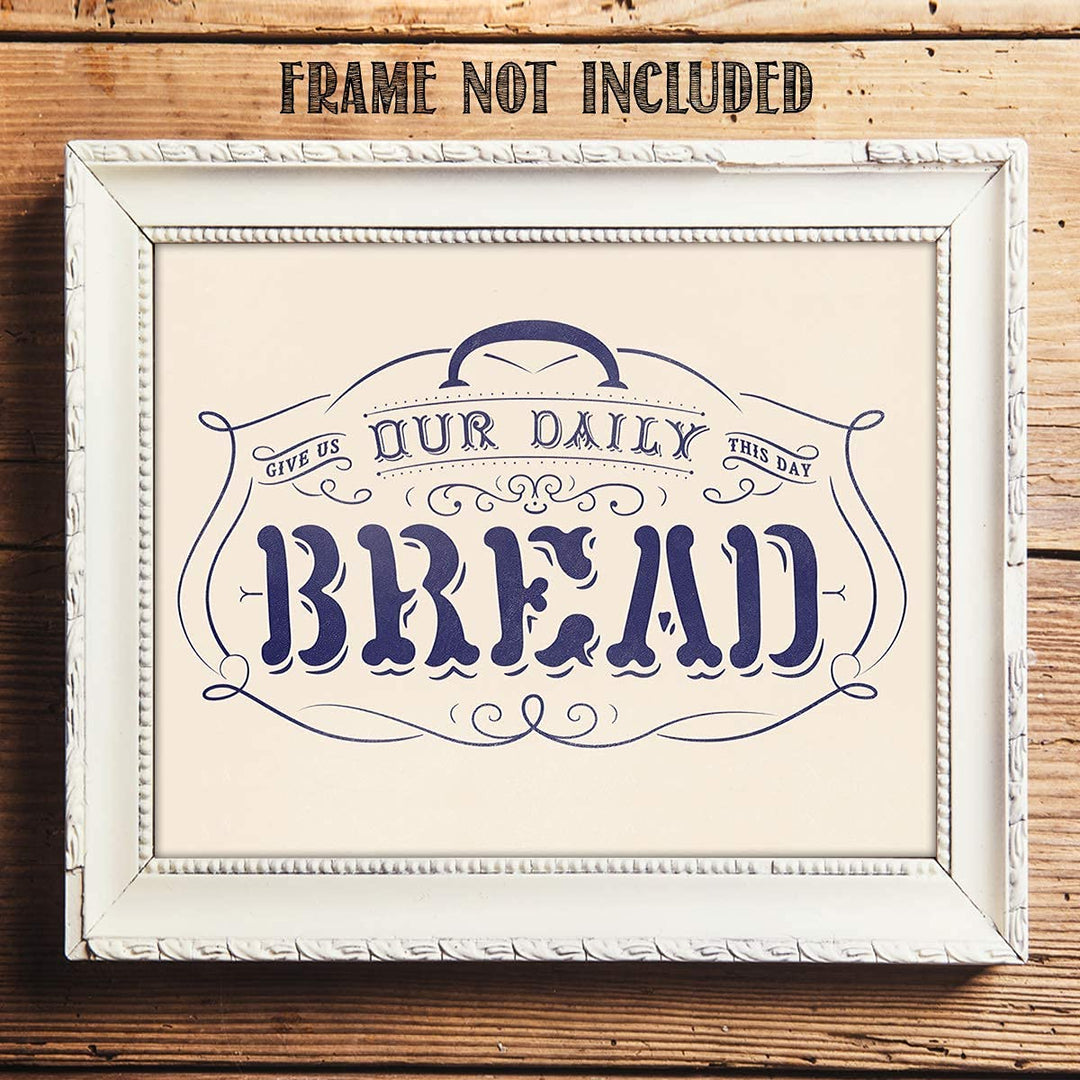 Give Us Our Daily Bread- Scripture Wall Art Print-8 x 10"- Ready to Frame. Home D?cor-Kitchen-Dining D?cor- Christian Gifts &amp; Decor- Art Image of The Lords Prayer. Perfect Housewarming Gift.