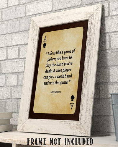 Rick Warren Quotes Wall Art- “Life is Like a Game of Poker”- 8 x 10"