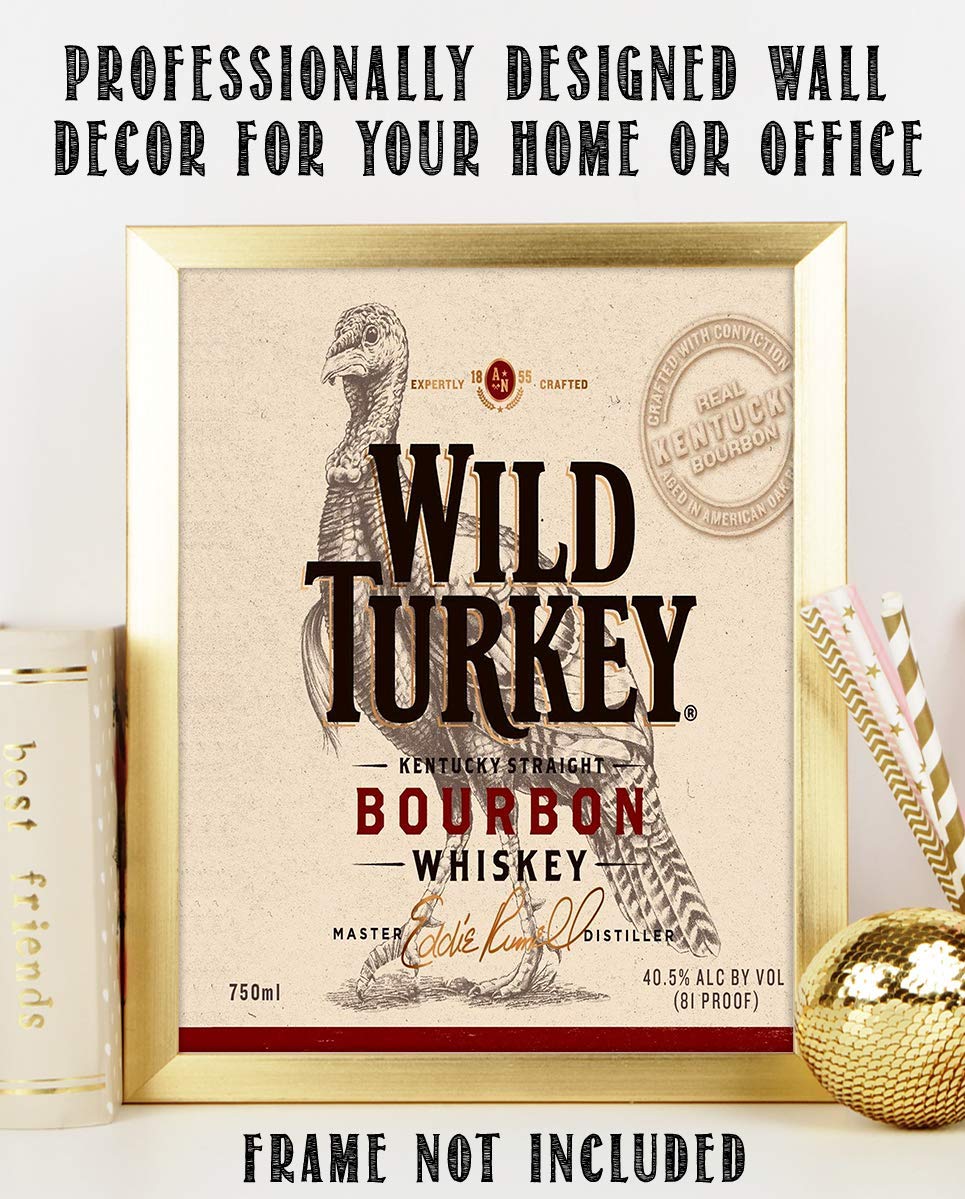 Wild Turkey Bourbon Label- Wall Art Sign- 8 x 10"-Genuine Replica Print-Ready to Frame. Home D?cor-Dining D?cor. A Must For Kentucky Bourbon Whiskey Fans. Perfect Addition To Man Cave-Dorm-Bar-Garage.
