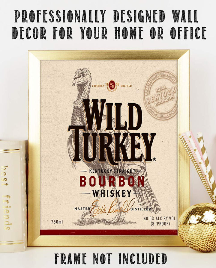 Wild Turkey Bourbon Label- Wall Art Sign- 8 x 10"-Genuine Replica Print-Ready to Frame. Home D?cor-Dining D?cor. A Must For Kentucky Bourbon Whiskey Fans. Perfect Addition To Man Cave-Dorm-Bar-Garage.
