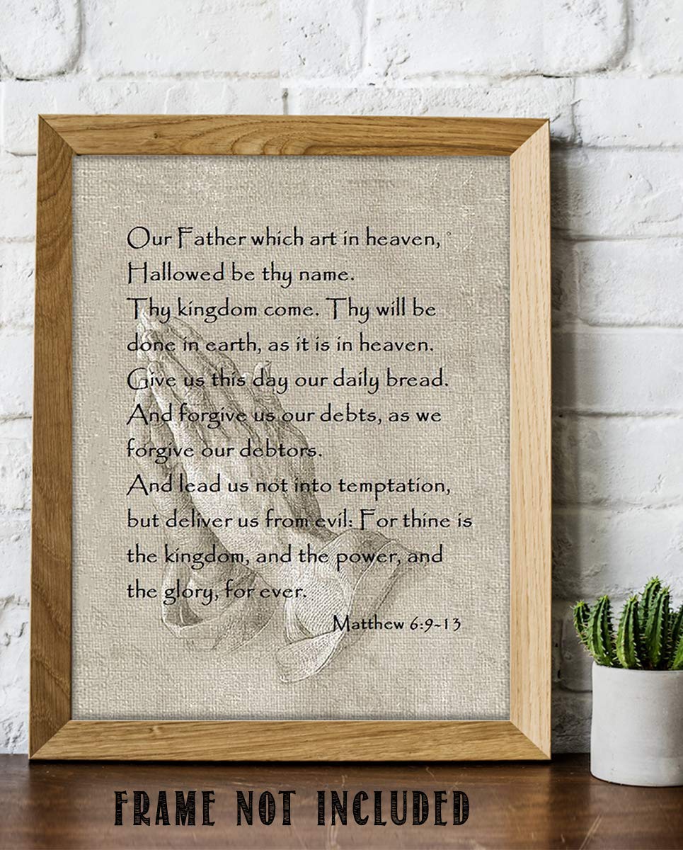 "The Lords Prayer w/Folded Hands"- Scripture Wall Art Print-8 x 10"