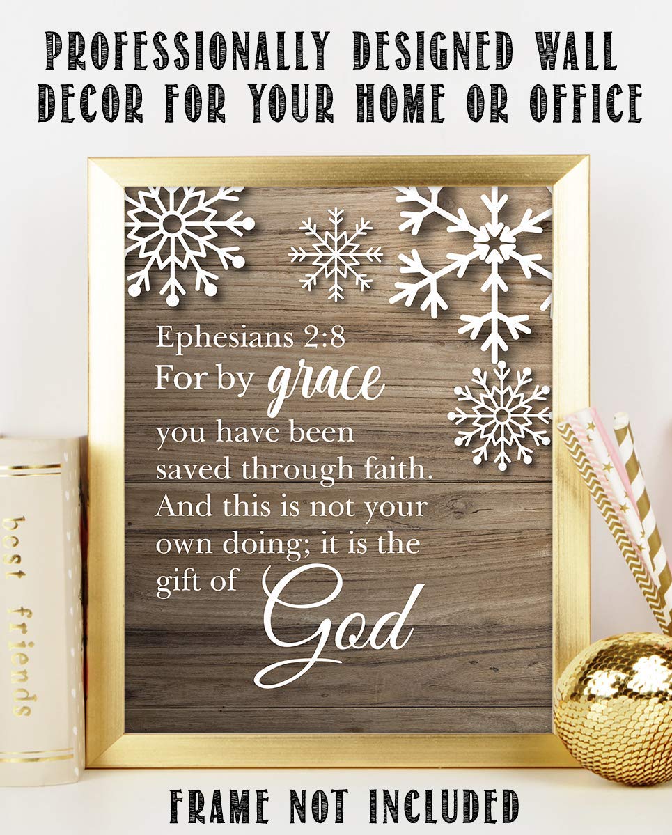 Ephesians 2:8-?For By Grace You Have Been Saved?-Bible Verse Wall Art- 8 x 10"-Modern Typographic Wood Design. Scripture Wall Print-Ready to Frame. Home-Office-Church D?cor. Great Christian Gift!
