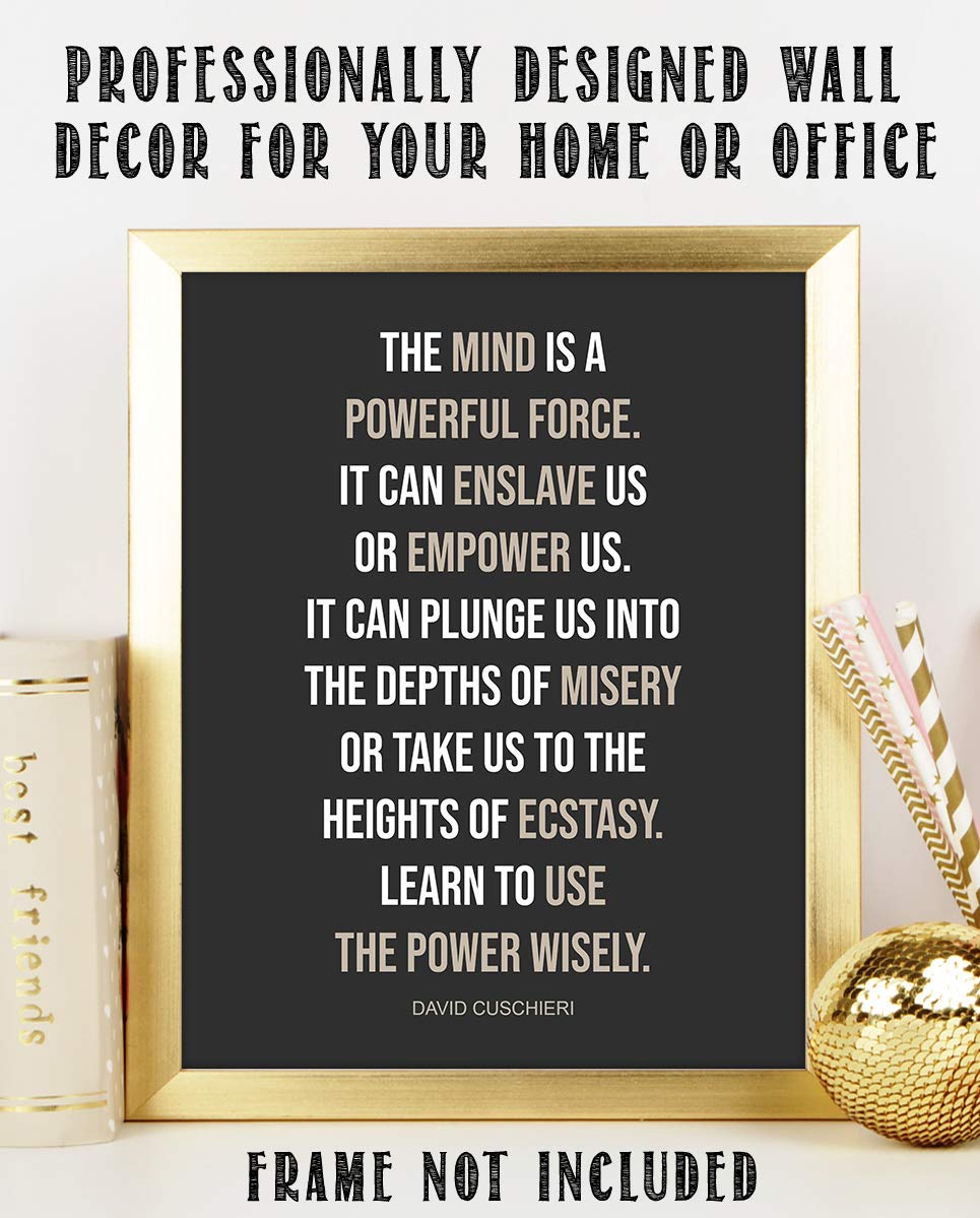 The Mind is a Powerful Force-David Cuschieri Quotes Wall Art-8 x 10"- Modern Typographic Print-Ready to Frame. Home-Classroom-Office D?cor. Inspiring &amp; Empowering Poster Print for Everyone To Use.