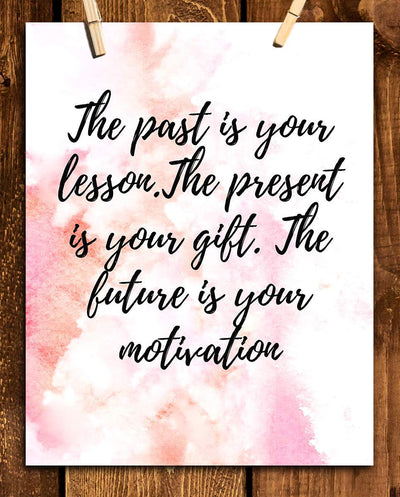 Past-Present-Future Lessons- Positive Quotes Wall Art - 8 x 10" Modern Abstract Design Print-Ready to Frame. Inspirational Home-School-Studio-Office D?cor. Great Reminder To Create Future You Want.