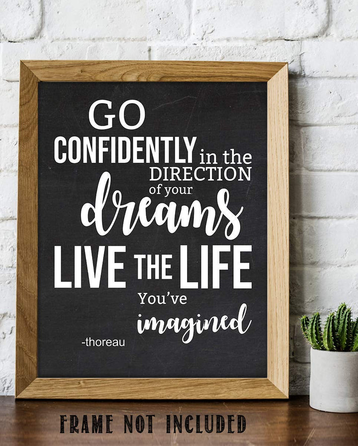 H. D. Thoreau Quotes Wall Art- ?Go Confidently-Direction Dreams, Live Life-Imagined?- 8 x 10"-Typographic Art Print-Ready to Frame. Home-Class-Office D?cor. Perfect Gift for Motivation &amp; Inspiration.