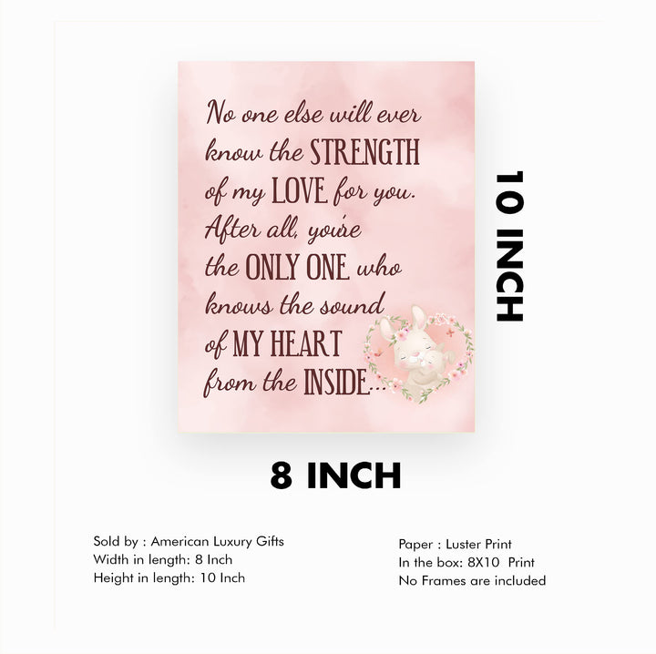 "The Strength of My Love" Inspirational Family Wall Art -11 x 14" Mother &amp; Child Bunny Poster Print -Ready to Frame. Home-Children&