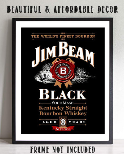 Jim Beam"Black" Bourbon Label-Wall Art Sign-8 x 10"-Genuine Replica Print-Ready to Frame. Home-Office D?cor. Must Have For Kentucky Bourbon Whiskey Fans. Great Addition To Man Cave-Dorm-Bar-Garage.