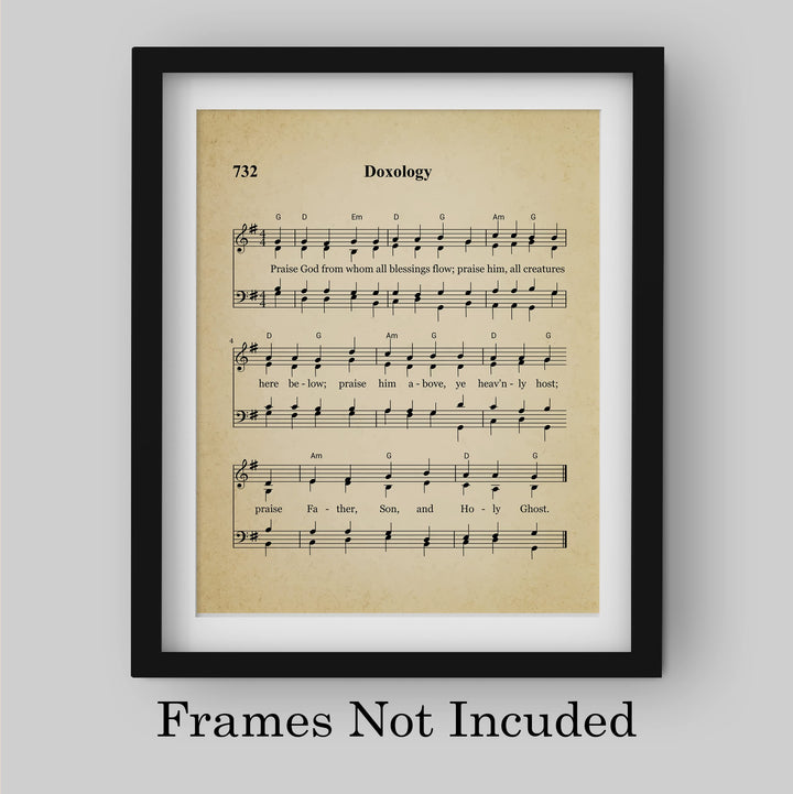 "Doxology -Praise God From Whom All Blessings Flow" Hymn Sheet Music Wall Art -8 x 10" Inspirational Christian Print -Ready to Frame. Classic Hymns for Home-Office-Church &amp; Religious Decor!