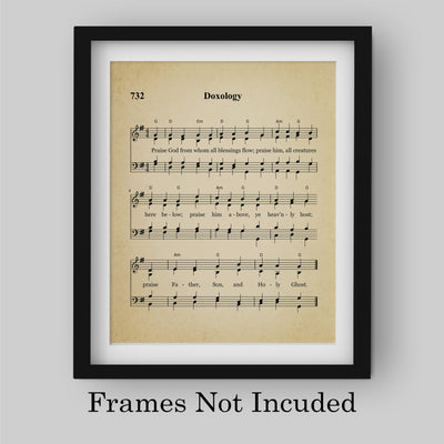 "Doxology -Praise God From Whom All Blessings Flow" Hymn Sheet Music Wall Art -8 x 10" Inspirational Christian Print -Ready to Frame. Classic Hymns for Home-Office-Church & Religious Decor!