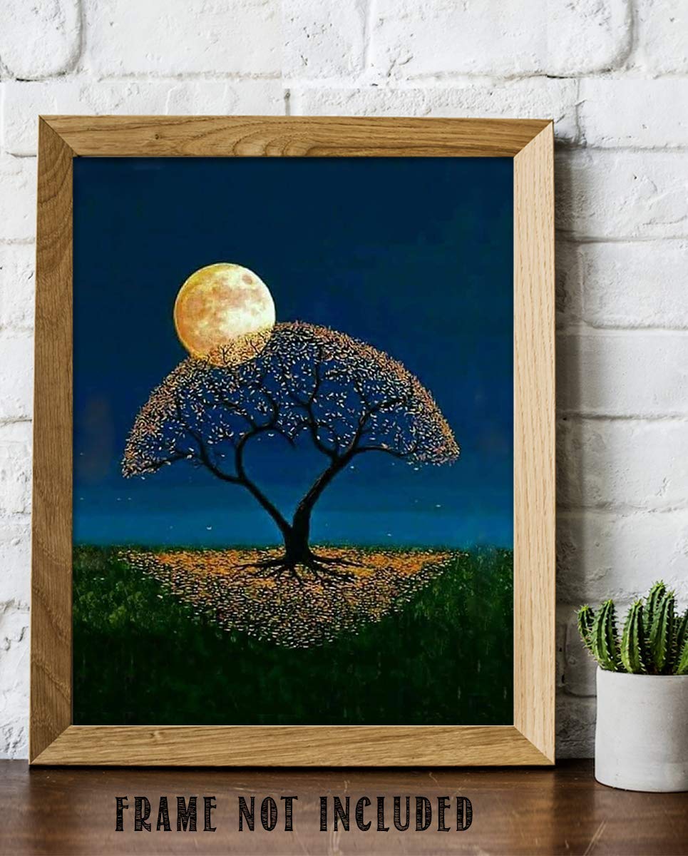 Magical Moon & Electric Tree - 8 x 10 Print Wall Art- Ready to Frame. Home D?cor, Bedroom D?cor & Wall Print. Perfect Nursery Decor, Children's Room and Enchanted Gift for Nature Lovers.