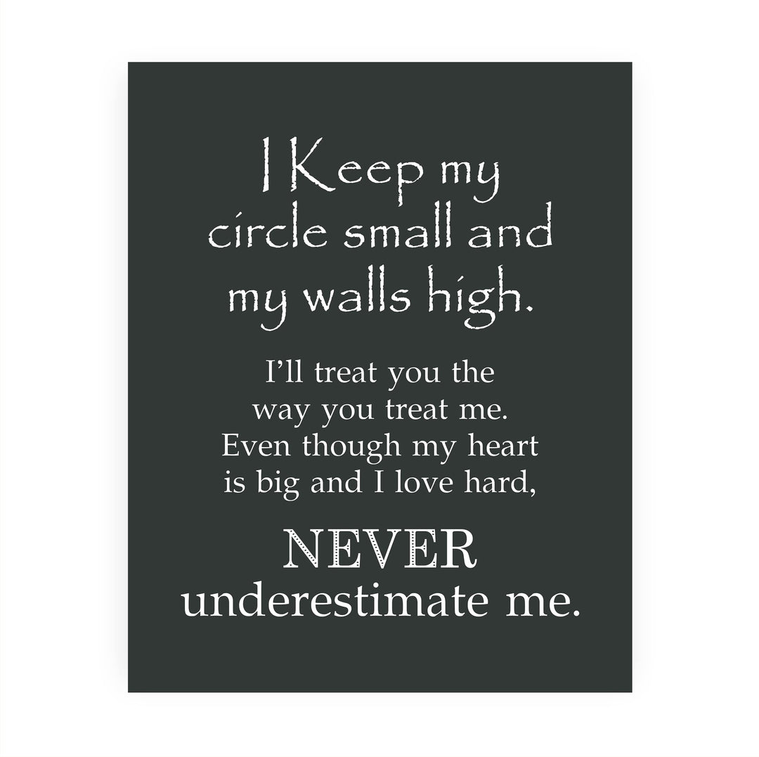 Keep Circle Small &amp; Walls High Inspirational Quotes Wall Art -8 x 10" Love &amp; Friendship Typographic Print -Ready to Frame. Motivational Decor for Home-Office-Studio-Dorm. Reminder of True Friends!