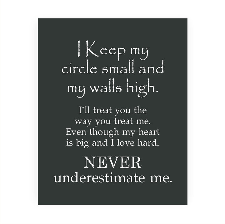 Keep Circle Small &amp; Walls High Inspirational Quotes Wall Art -8 x 10" Love &amp; Friendship Typographic Print -Ready to Frame. Motivational Decor for Home-Office-Studio-Dorm. Reminder of True Friends!
