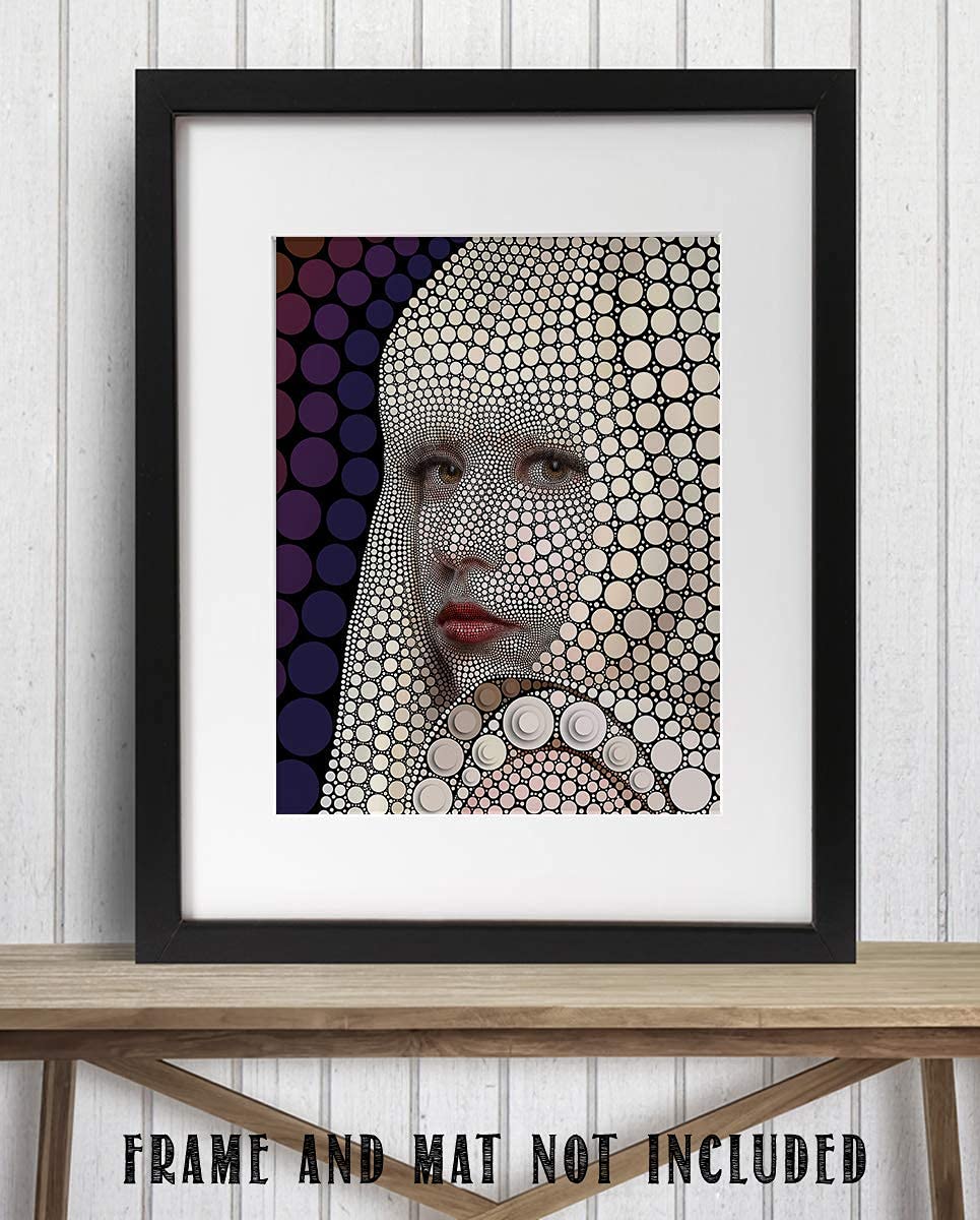 Lady GaGa- Abstract Portrait Print- 8 x 10"-"Portrait of Circles"- Wall Art Print-Ready to Frame. Modern Home D?cor- Office D?cor. Perfect Gift for Musicians, Lady Ga Ga Fans &amp; Abstract Inspiration.
