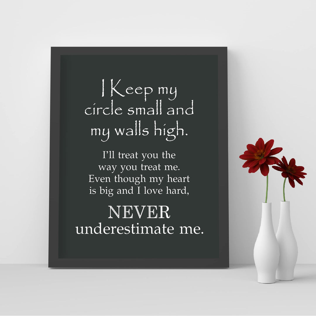 Keep Circle Small &amp; Walls High Inspirational Quotes Wall Art -8 x 10" Love &amp; Friendship Typographic Print -Ready to Frame. Motivational Decor for Home-Office-Studio-Dorm. Reminder of True Friends!