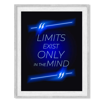 Limits Exist Only in the Mind Motivational Quotes Wall Art -8 x 10" Rustic Neon Lights Poster Print -Ready to Frame. Perfect Decoration for Home-Office-Classroom-Gym Decor. Encourage Success!