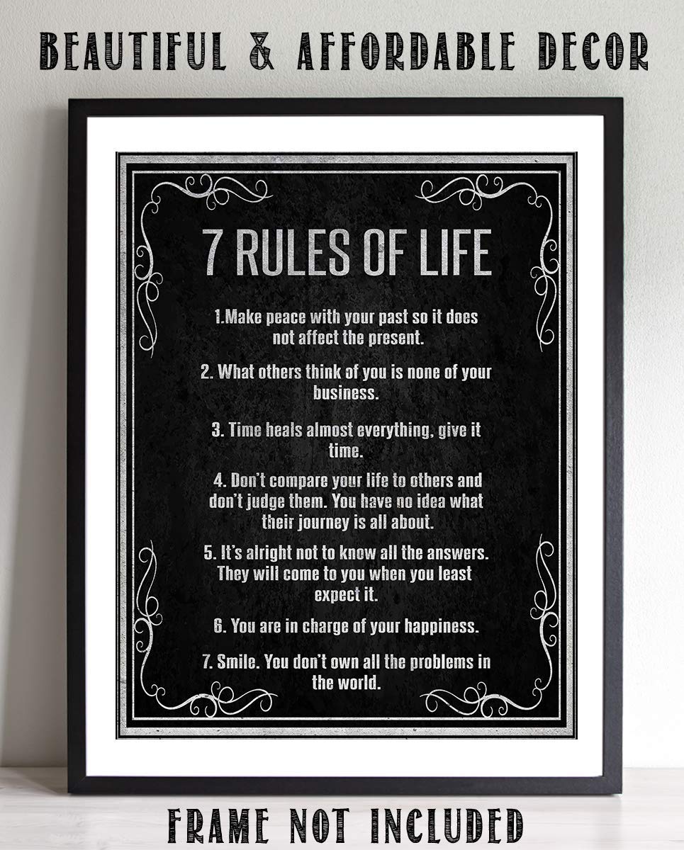 "7 Rules For Life- Peace, Happy &amp; Smile"- 8 x 10"