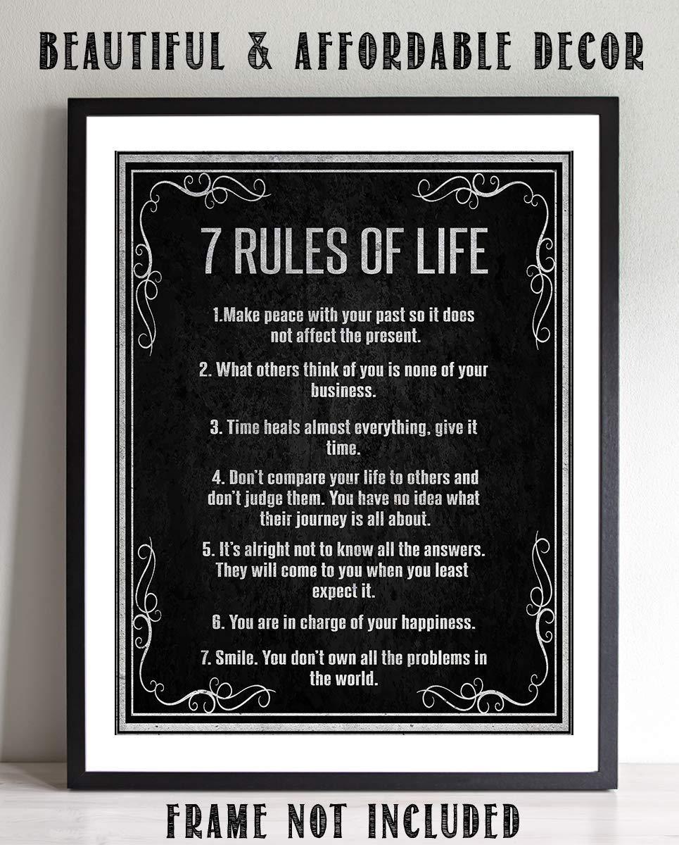 "7 Rules For Life- Peace, Happy & Smile"- 8 x 10"