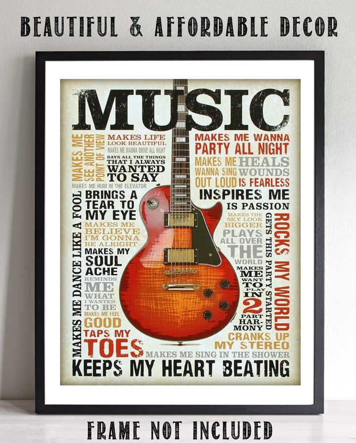 Love of Music- Guitar Quotes Wall Art- 8 x 10 Funny Wall Print- Ready To Frame- Typography Print of Fun Music Sayings. Home Decor- Bar- Man Cave Decor. Perfect Gift for All Music Fans.